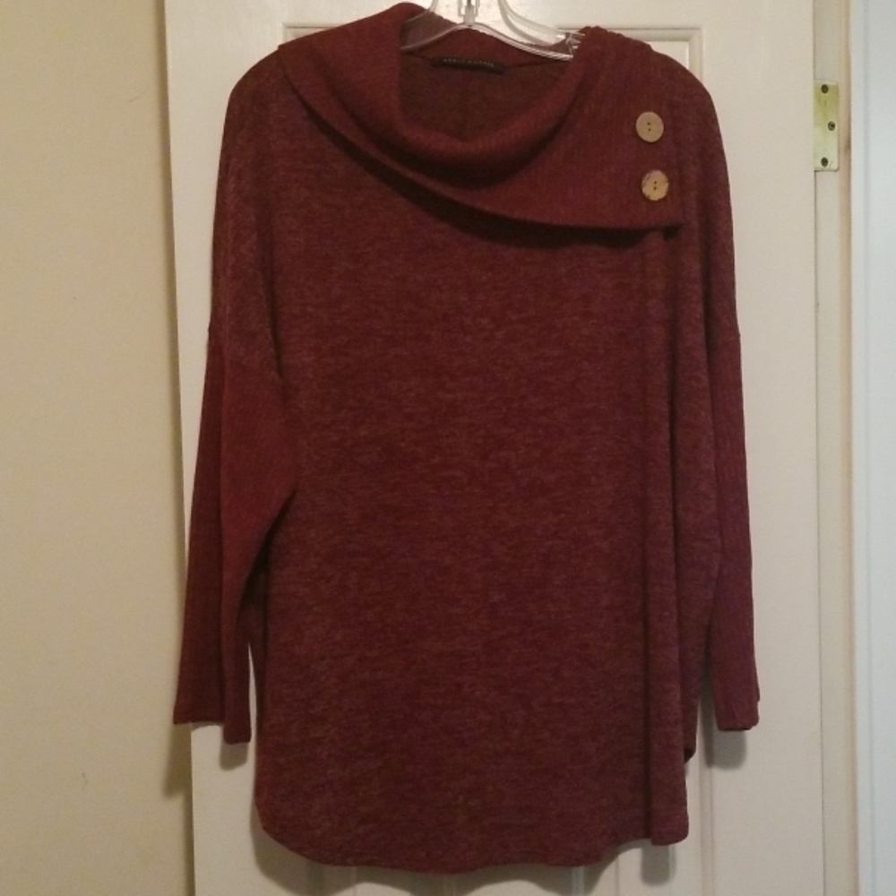 Cowl Neck Sweater Button Detail Tunic Chic Soul